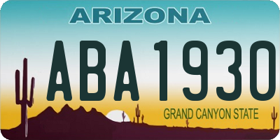 AZ license plate ABA1930