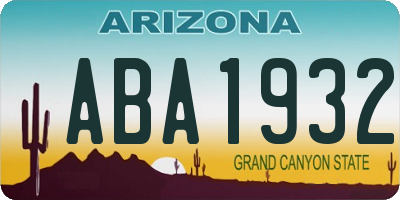 AZ license plate ABA1932