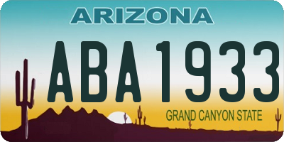 AZ license plate ABA1933