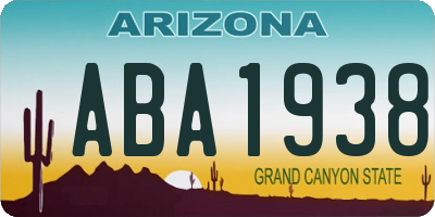 AZ license plate ABA1938