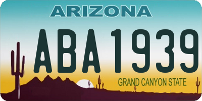 AZ license plate ABA1939