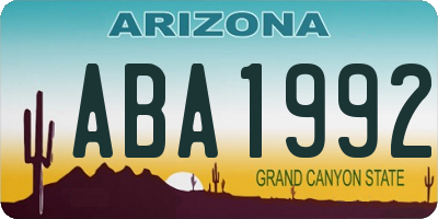 AZ license plate ABA1992