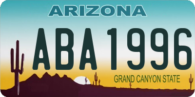 AZ license plate ABA1996
