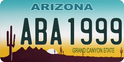 AZ license plate ABA1999