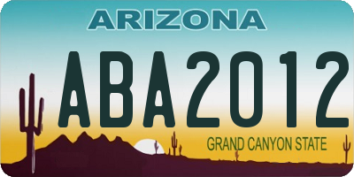 AZ license plate ABA2012