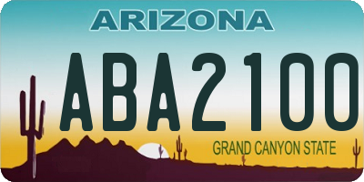 AZ license plate ABA2100