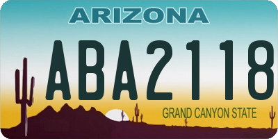 AZ license plate ABA2118