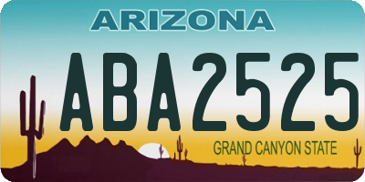 AZ license plate ABA2525