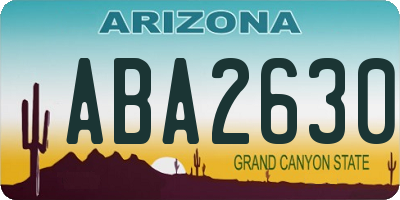 AZ license plate ABA2630