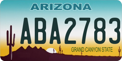 AZ license plate ABA2783