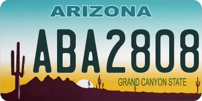AZ license plate ABA2808