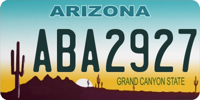 AZ license plate ABA2927