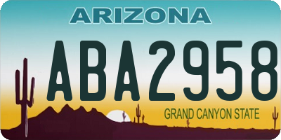 AZ license plate ABA2958