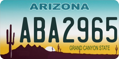 AZ license plate ABA2965