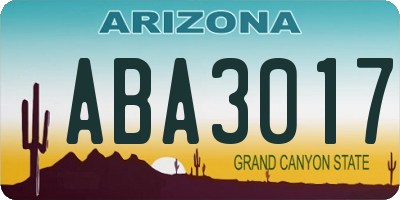 AZ license plate ABA3017