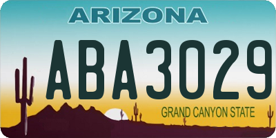 AZ license plate ABA3029