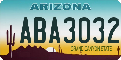 AZ license plate ABA3032