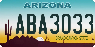 AZ license plate ABA3033