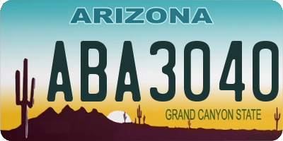 AZ license plate ABA3040