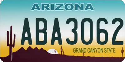 AZ license plate ABA3062