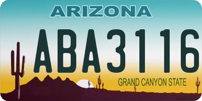 AZ license plate ABA3116