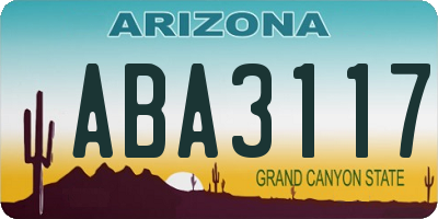 AZ license plate ABA3117