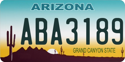 AZ license plate ABA3189