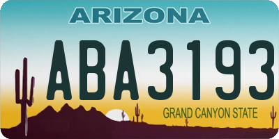 AZ license plate ABA3193