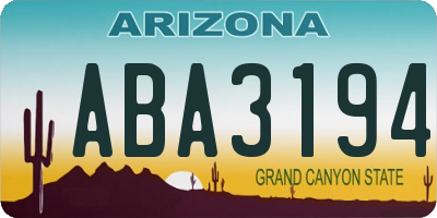 AZ license plate ABA3194