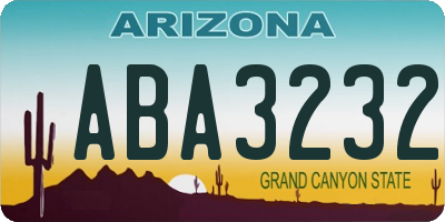 AZ license plate ABA3232