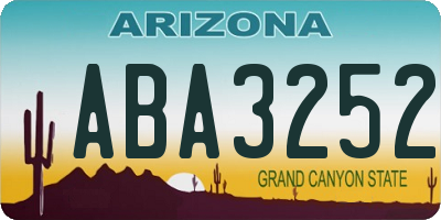 AZ license plate ABA3252