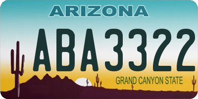 AZ license plate ABA3322