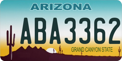 AZ license plate ABA3362