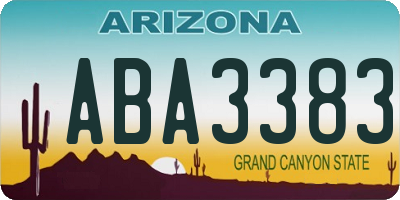 AZ license plate ABA3383