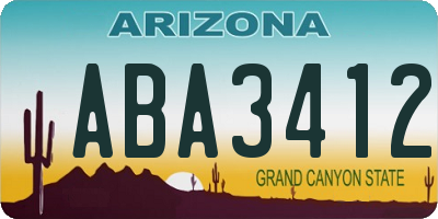 AZ license plate ABA3412