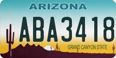 AZ license plate ABA3418