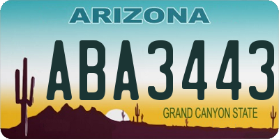 AZ license plate ABA3443