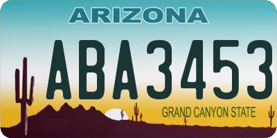 AZ license plate ABA3453