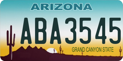 AZ license plate ABA3545