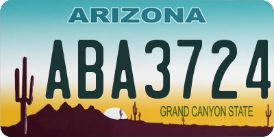 AZ license plate ABA3724
