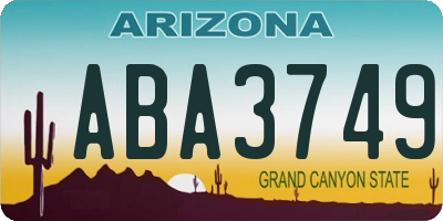 AZ license plate ABA3749
