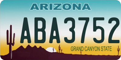 AZ license plate ABA3752