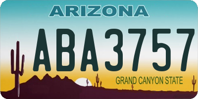 AZ license plate ABA3757