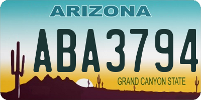 AZ license plate ABA3794