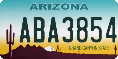 AZ license plate ABA3854