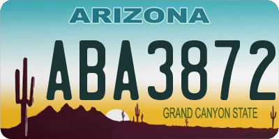 AZ license plate ABA3872