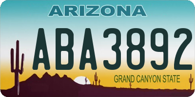 AZ license plate ABA3892