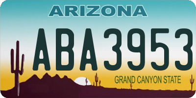 AZ license plate ABA3953