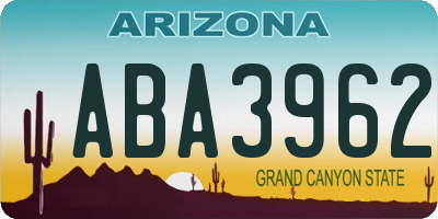 AZ license plate ABA3962