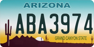 AZ license plate ABA3974